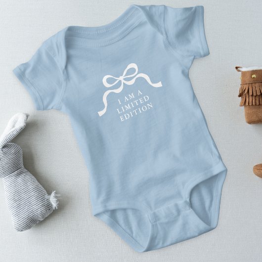 Limited Edition Baby Blue Retro Modern Boy Bows  Romper