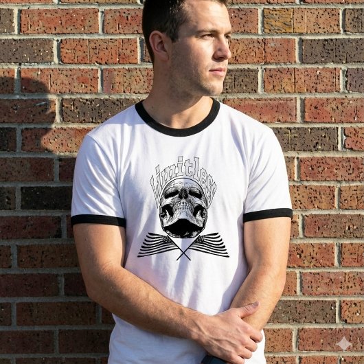 Limitless Skull & Tattered Flags Mens S-hirt T-shirt