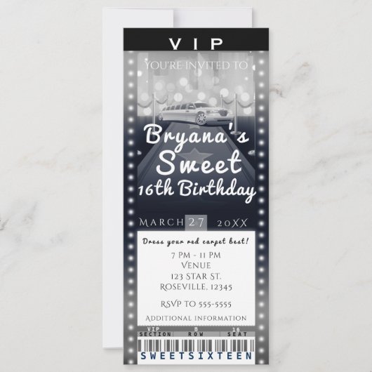 Limo in de City Night VIP Party Ticket Uitnodiging (Voorkant)