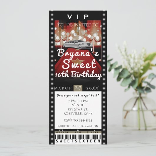 Limo in de City Night VIP Party Ticket Uitnodiging (Staand voorkant)