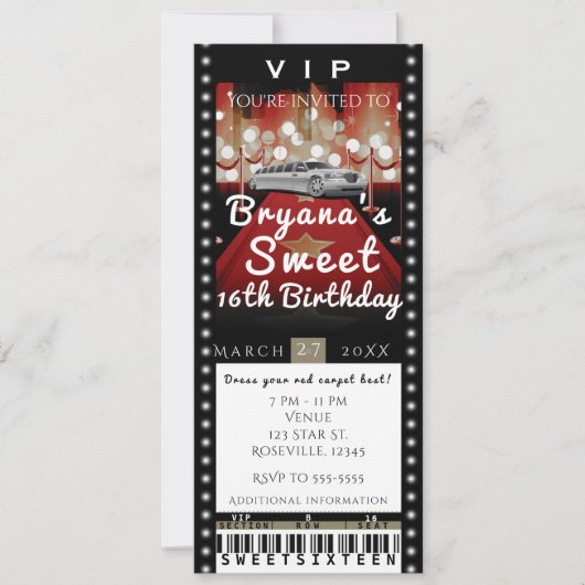 Limo in de City Night VIP Party Ticket Uitnodiging (Voorkant)