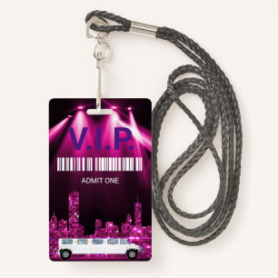 Limo Pass Party Pass, VIP, Invitation, glitter Badge