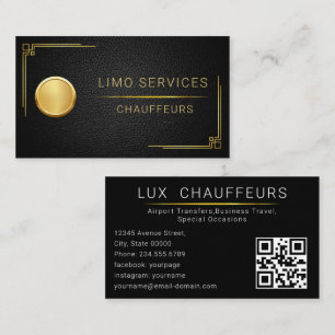 Limo Service limousine Minimaal Zwart Elegant QR Visitekaartje