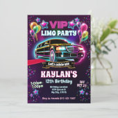 Limo Verjaardagsfeest Uitnodiging voor meisjes (Staand voorkant)