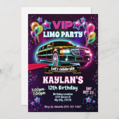 Limo Verjaardagsfeest Uitnodiging voor meisjes (Voorkant / Achterkant)