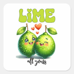 Limoen All Yours Funny Punny Valentijn Vierkante Sticker