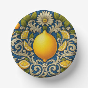 Limoen Amalfi Blauw Mediterraan Art Nouveau Papieren Kommen
