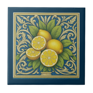 Limoen Amalfi Blauw Mediterraan Art Nouveau Tegeltje