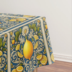 Limoen Amalfi Blauwe Mediterrane Art Nouveau Tafelkleed