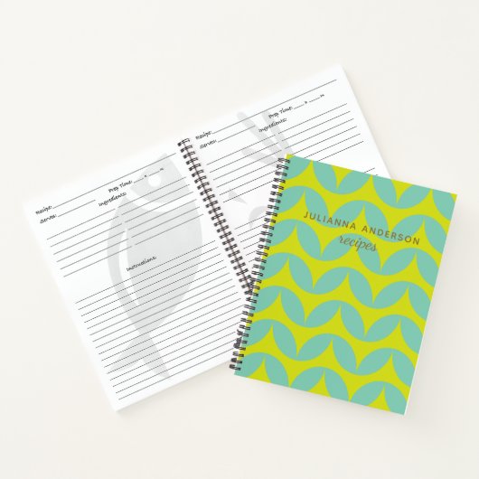 Limoen Aqua Mid Mod Pattern Personalized Recipe Notitieboek (Binnen)