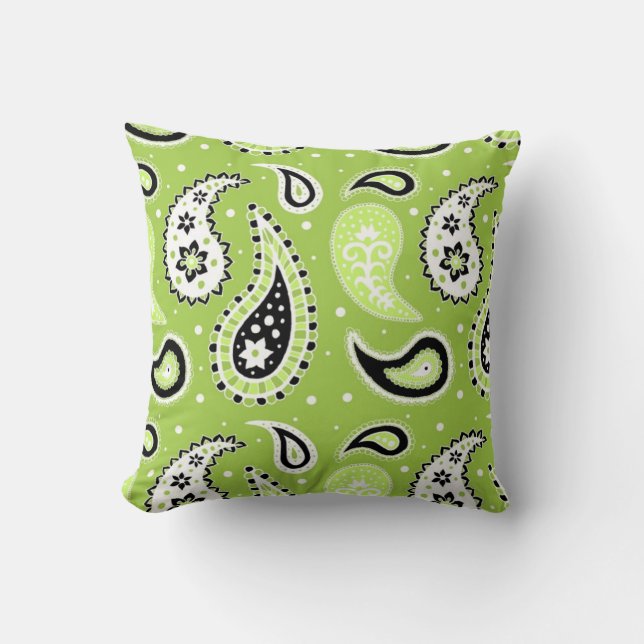 Limoen Black Paisley Pattern Decorative Pillow Kussen (Voorkant)