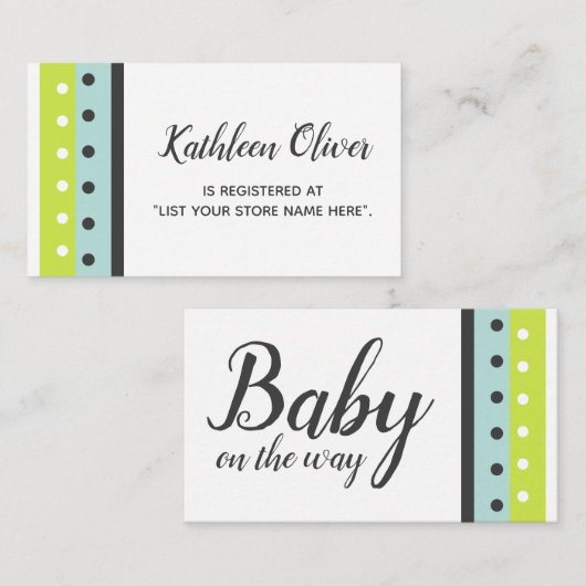 Limoen, Blauw en Donkergrijs Gift Registry Insert Informatiekaartje (Voorkant / Achterkant)