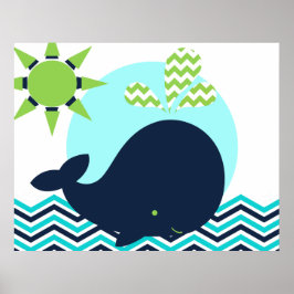 Limoen, blauw en marinewaluw Poster