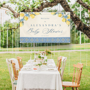 Limoen Blauwe Tegel Italiaanse Baby Shower Slinger Spandoek
