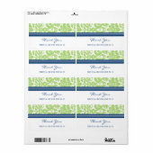 Limoen Blue Damask Trouwlabels Etiket (Full Sheet)