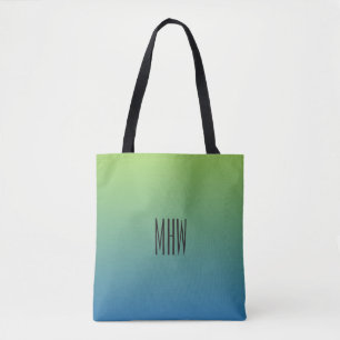 Limoen Blue Gradient aangepaste monogram zakken Tote Bag