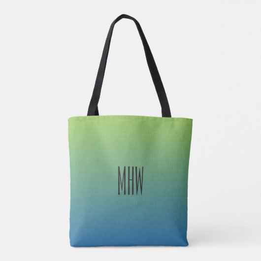 Limoen Blue Gradient aangepaste monogram zakken Tote Bag (Achterkant)