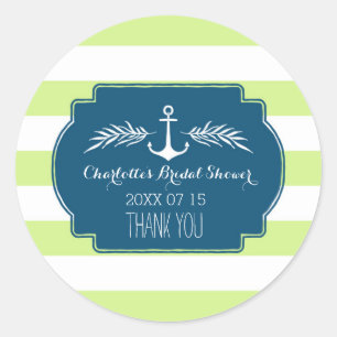 Limoen Blue Stripe Nautisch Vrijgezellenfeest Labe Ronde Sticker