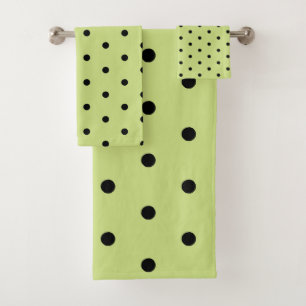 Limoen Chartreuse grillige zwarte polka dot Bad Handdoek