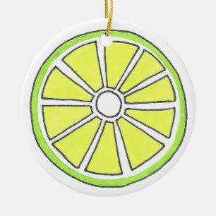 Limoen Citrus Fruit Slice uit Florida verfrissen Keramisch Ornament