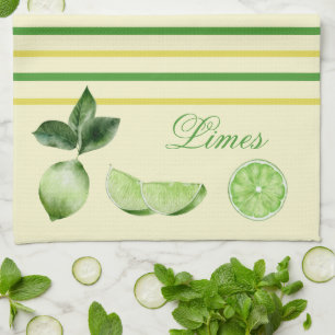 Limoen Citrus, geel en groene strepen Theedoek