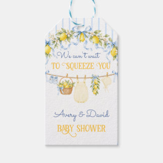 Limoen Citrus Knijp Baby Shower Jongenskleren Boog Cadeaulabel