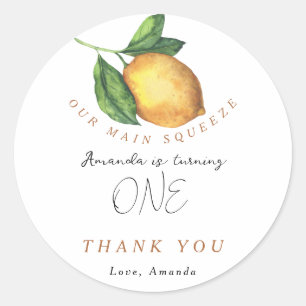 Limoen citrus verjaardagsfeestje dank je ronde sticker