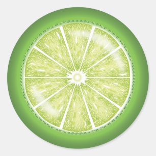 Limoen Citrus Vrucht Schijf Cartoon Illustratie Ronde Sticker