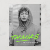 Limoen Dashed Modern Foto Afstuderen Dank u Briefkaart (Voorkant)