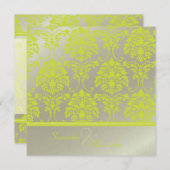 Limoen demask op faux Silver/bruiloft uitnodiging (Voorkant / Achterkant)