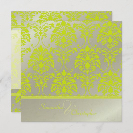 Limoen demask op faux Silver/bruiloft uitnodiging (Voorkant / Achterkant)