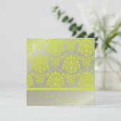 Limoen demask op faux Silver/bruiloft uitnodiging (Staand voorkant)