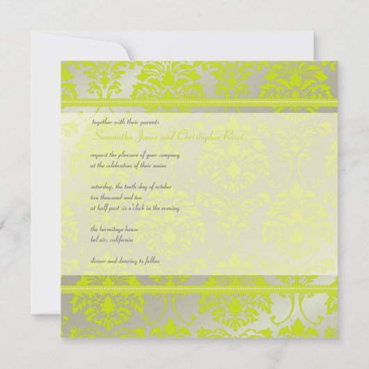 Limoen demask op faux Silver/bruiloft uitnodiging (Achterkant)