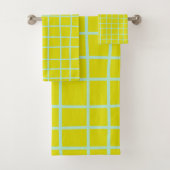 Limoen en Aqua Abstract Net Lines Patroon Bad Handdoek (Insitu)