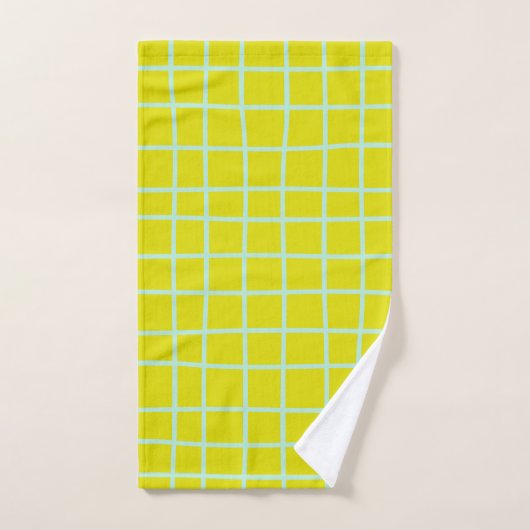 Limoen en Aqua Abstract Net Lines Patroon Bad Handdoek (Handdoek)