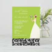 Limoen en Black Bridal Shower Invitations Kaart (Staand voorkant)