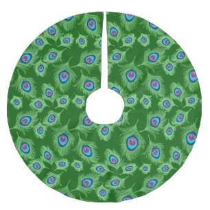 Limoen en Blauwe Peacock Feathers op Emerald Green Kerstboom Rok