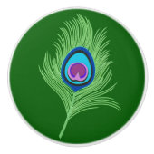 Limoen en blauwe voetdop op Emerald Green Keramische Knop (Voorkant)