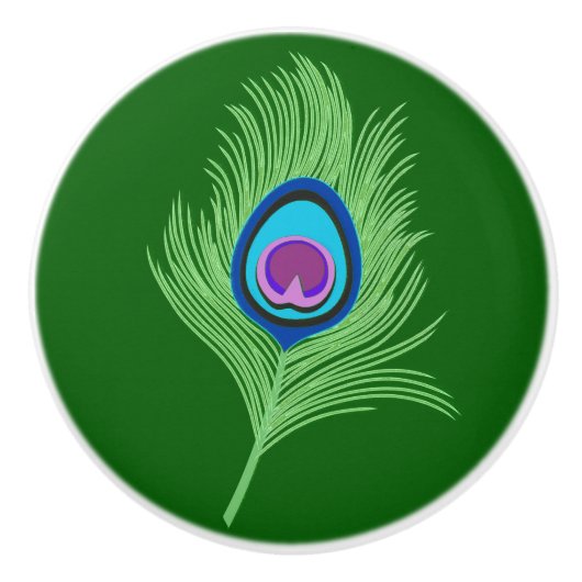 Limoen en blauwe voetdop op Emerald Green Keramische Knop (Voorkant)