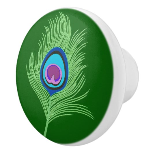 Limoen en blauwe voetdop op Emerald Green Keramische Knop (Rechts)