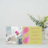 Limoen en frambozenpaisley opslaan Datum uw foto Save The Date (Staand voorkant)