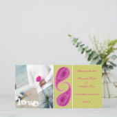 Limoen en frambozenpaisley opslaan Datum uw foto Save The Date (Staand voorkant)