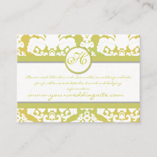 Limoen en Gele Damask Floral Limoen Trim Informatiekaartje