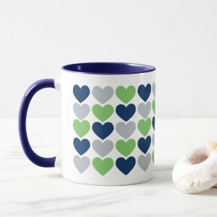 Limoen en Navy Blue Hearts Coffee Mok