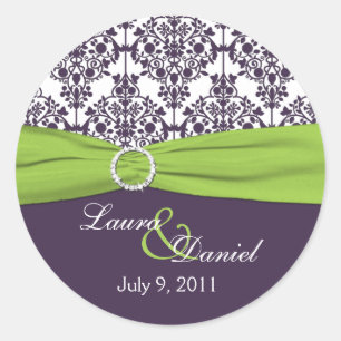 Limoen en Paarse Damask 1,5"Ronde Sticker