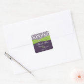 Limoen en Paarse Damask bruiloft gunst Sticker (Envelop)