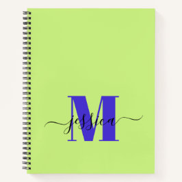 Limoen en Paarse Gepersonaliseerde Monogram Notiti Notitieboek