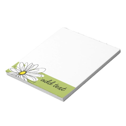 Limoen en Witte Whimsical Daisy met aangepaste tek Notitieblok (Gedraaid)