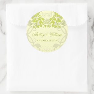 Limoen  Floral Flourish Wedding Party Favor Ronde Sticker