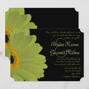 Limoen & Fuchsia Gerber Daisy Wedding Invitation Kaart